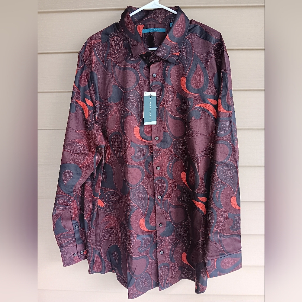 NWT Men's Perry Ellis L/S Button Up Sz 2X